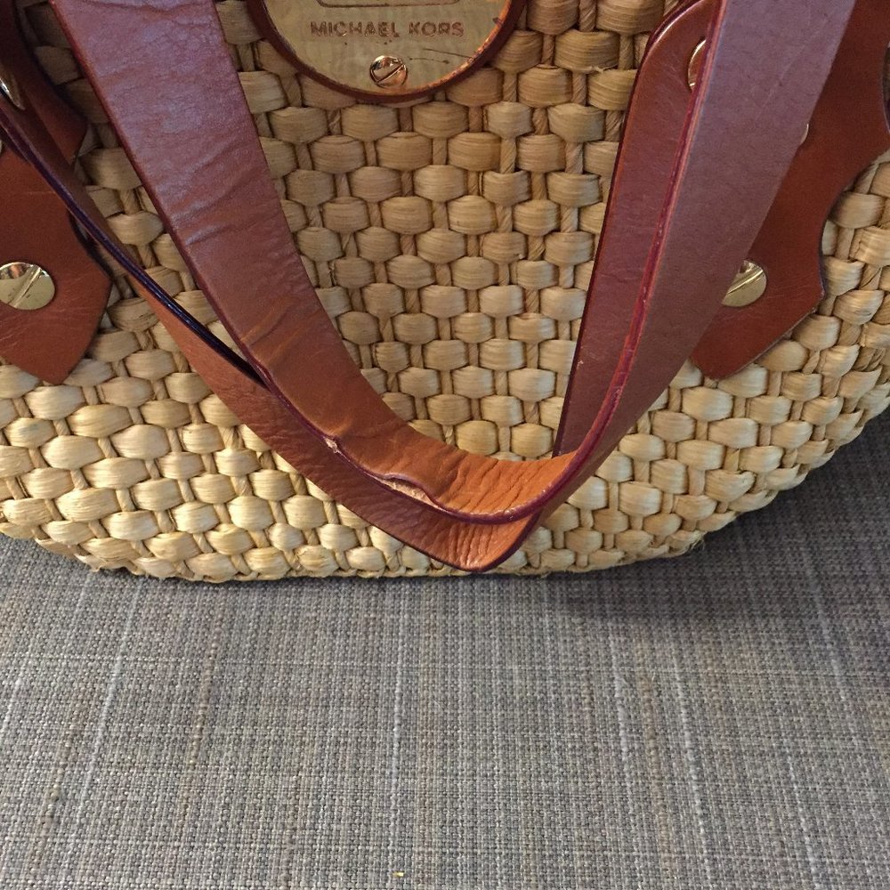 MICHAEL KORS Brown leather straw tote - Picture 11 of 13